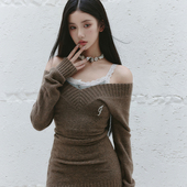 毛衣学院慵懒针织裙 复古叠穿v领修身 现货 易碎商店·浪漫副刊