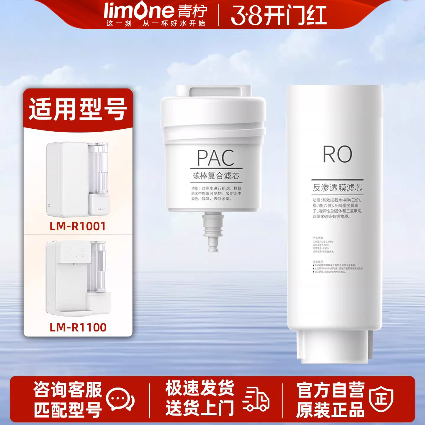 青柠1100/1001型通用滤芯RO反渗透净水器滤芯碳棒复合滤芯净水壶