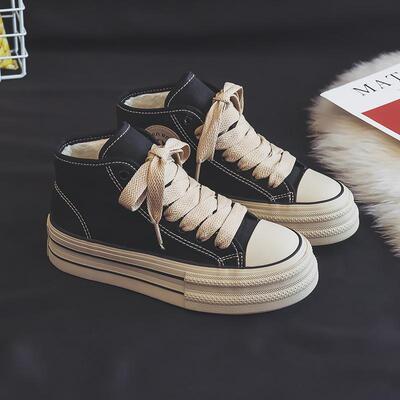 人本高帮加绒棉鞋韩版厚底保暖