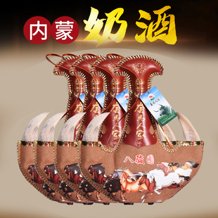 内蒙古特产套马人家蒸馏型马奶酒42度皮囊500ml整箱四瓶