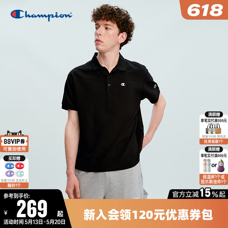 Champion冠军T恤女2026夏季新款情侣休闲宽松POLO衫短袖上衣男潮