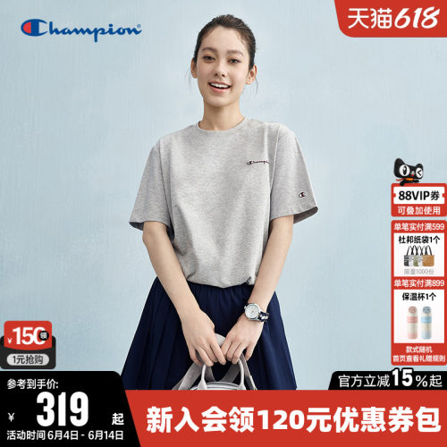 Champion冠军纯棉圆领短袖T恤女