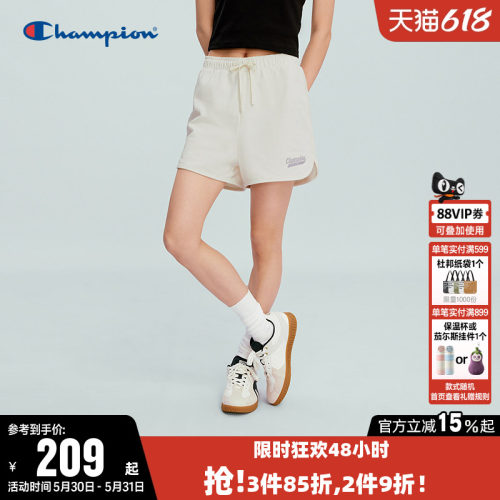 Champion冠军纯棉直筒休闲短裤女
