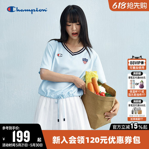 Champion冠军休闲短款短袖T恤女
