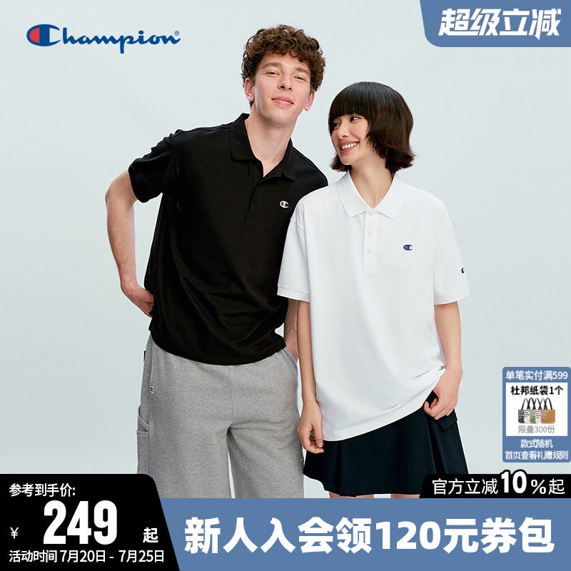 Champion冠军T恤女2026夏季新款情侣休闲宽松POLO衫短袖上衣男潮