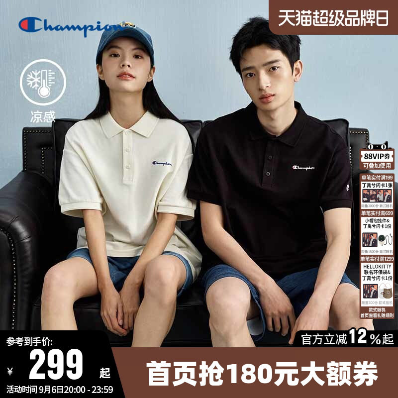 Champion冠军情侣短袖POLO衫T恤图片