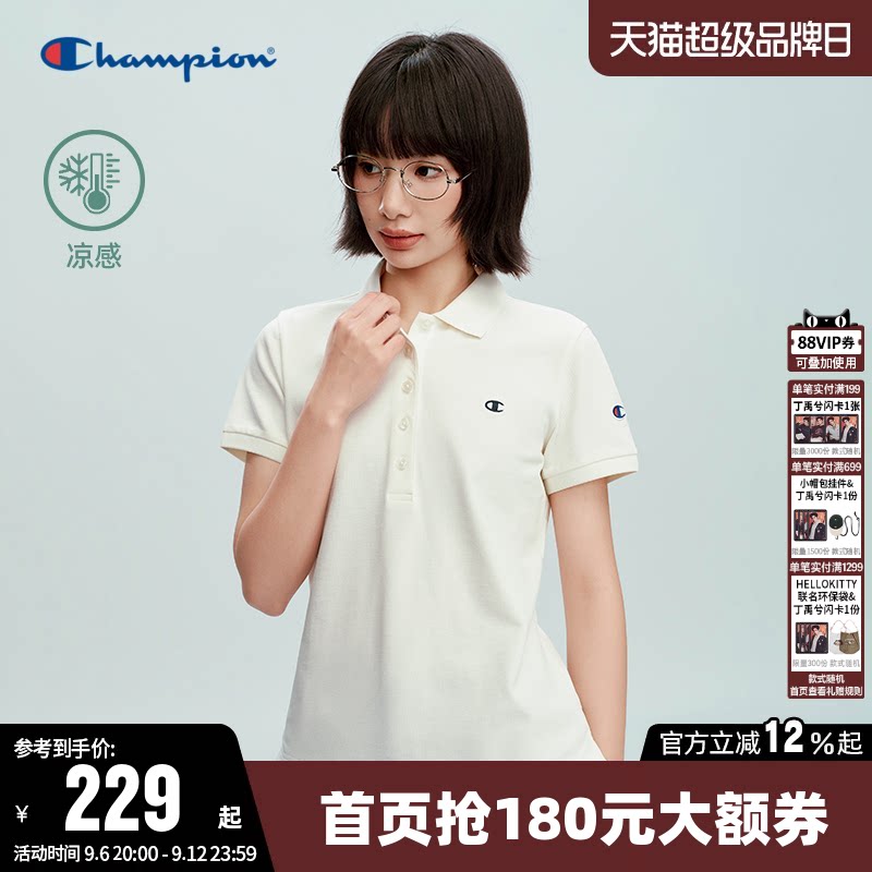 凉感Champion冠军POLO衫T恤女图片