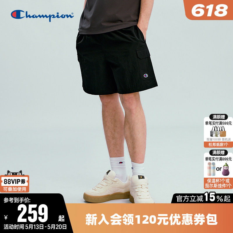 Champion冠军短裤男2026夏季新款工装风梭织五分裤休闲宽松裤子潮