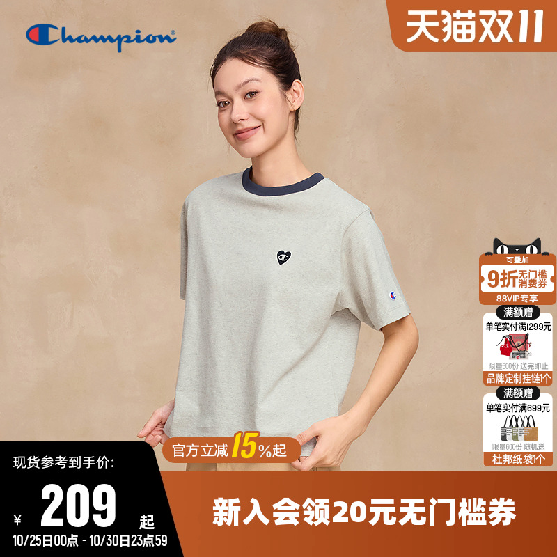 Champion冠军纯棉休闲短袖T恤女
