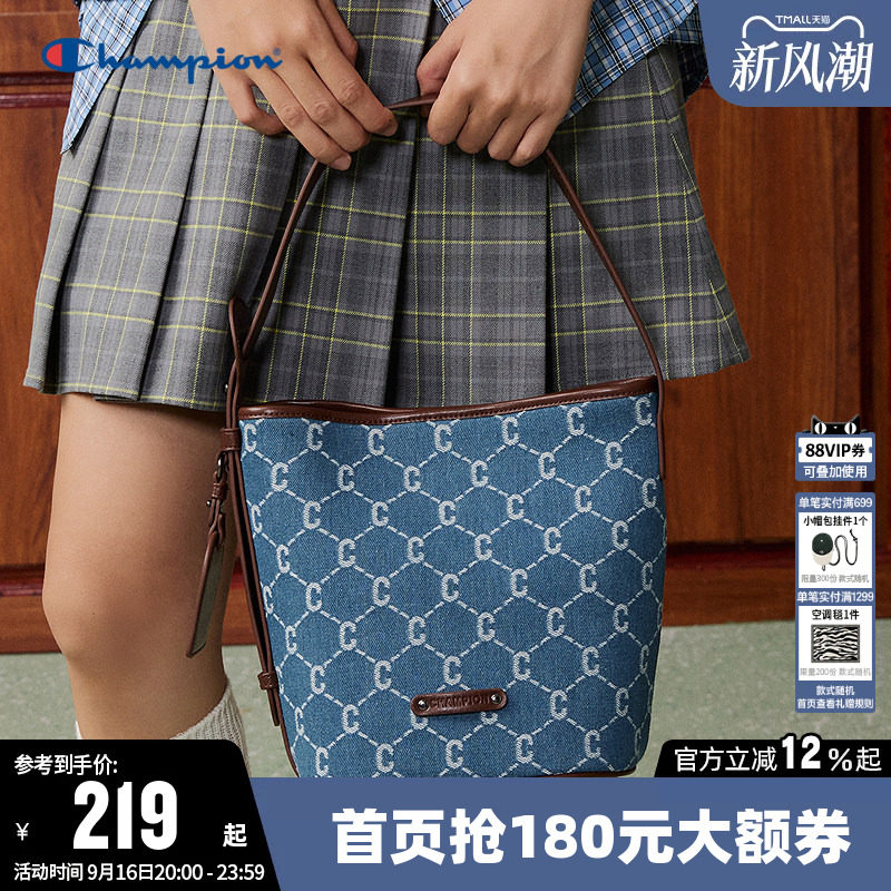 Champion冠军单肩背包2026新款男女情侣时尚钻C发财桶手提挎包