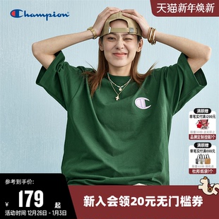 上衣男 刺绣纯棉情侣圆领运动短袖 Champion冠军T恤女2025夏季 新款