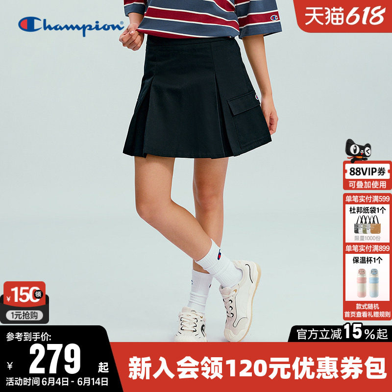 【丁禹兮推荐】Champion冠军短裙女26夏季新款工装百褶A字裙半裙