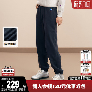 保暖加绒休闲运动束脚裤 抽绳直筒长裤 子潮 女冬季 Champion冠军卫裤