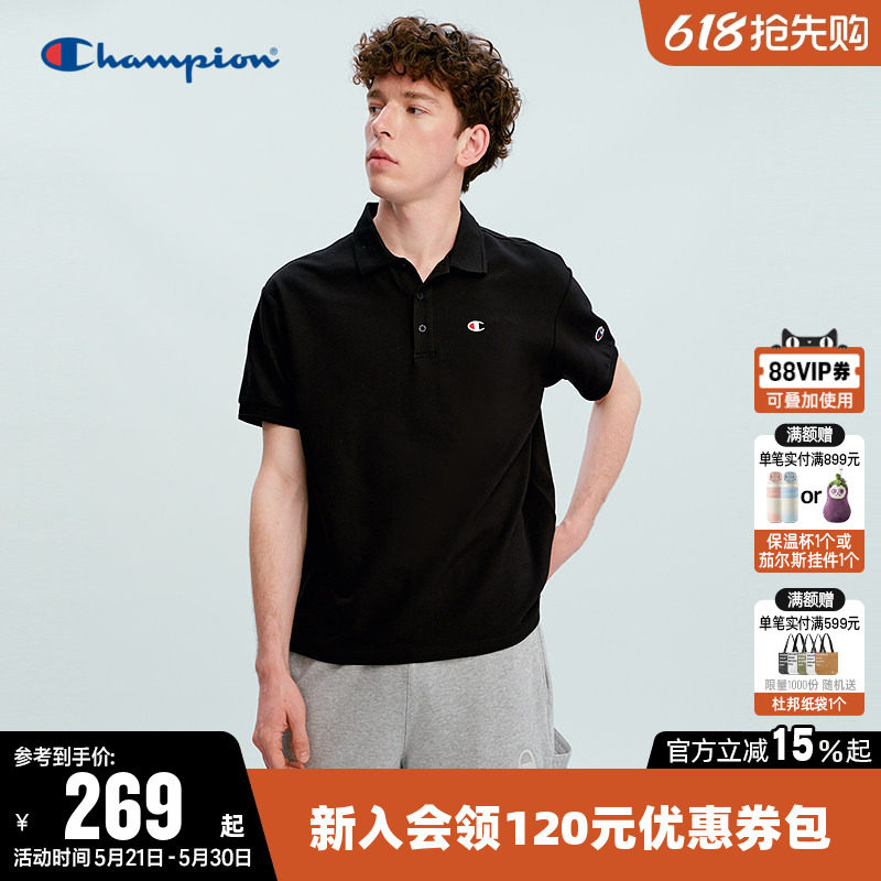 Champion冠军T恤女2026夏季新款情侣休闲宽松POLO衫短袖上衣男潮