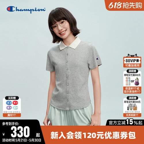 Champion冠军休闲翻领POLO衫女