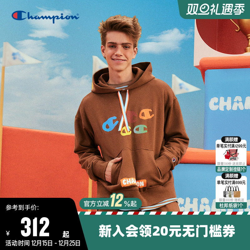 秋季连帽卫衣CHAMPION男联名印花