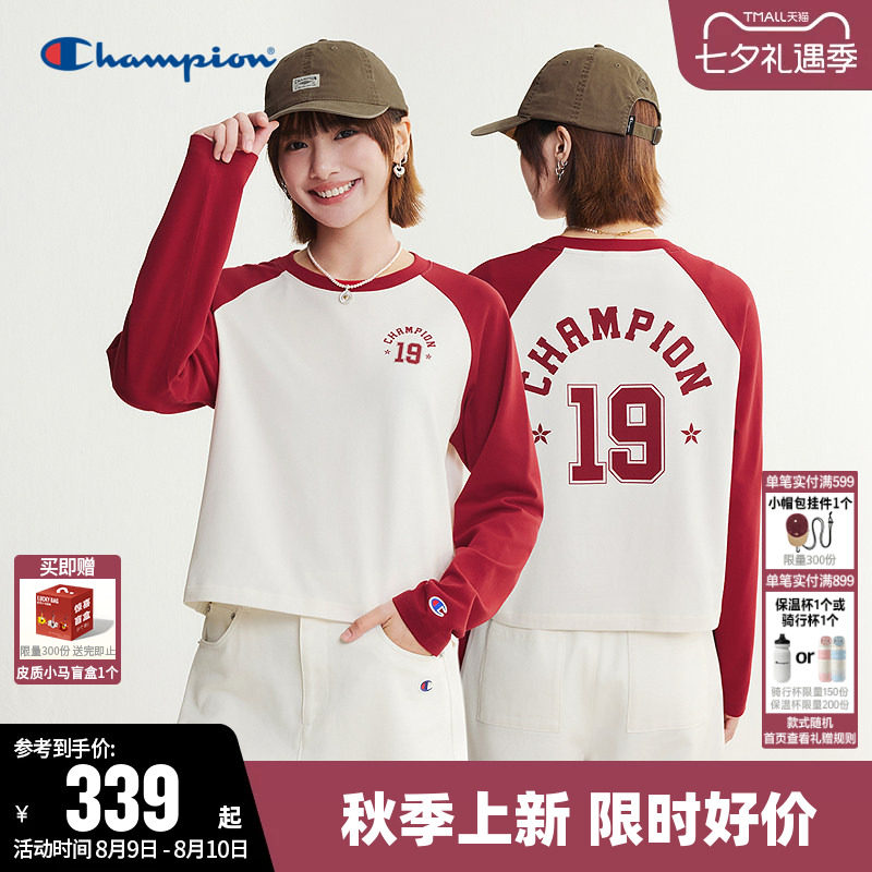 Champion冠军休闲圆领长袖T恤女