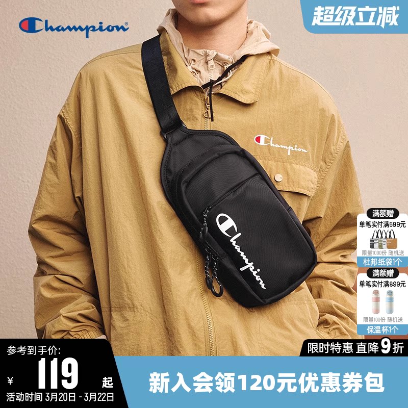 Champion冠军胸包女休闲单肩包运动腰包情侣斜挎包男时尚户外