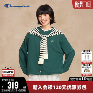 刺绣字母logo纯色纽扣休闲外套 新款 Champion冠军卫衣开衫 女26春季