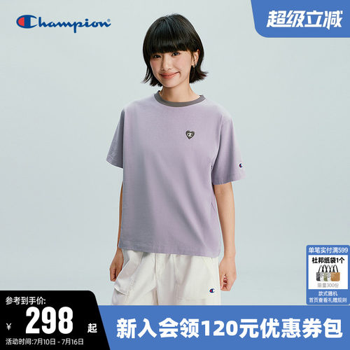 Champion冠军休闲圆领短袖T恤女