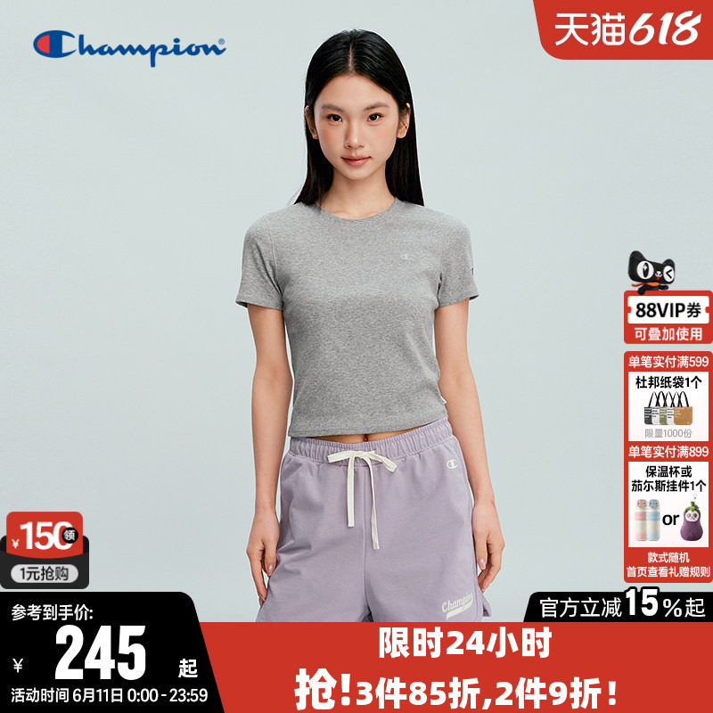 Champion冠军短款圆领短袖T恤女