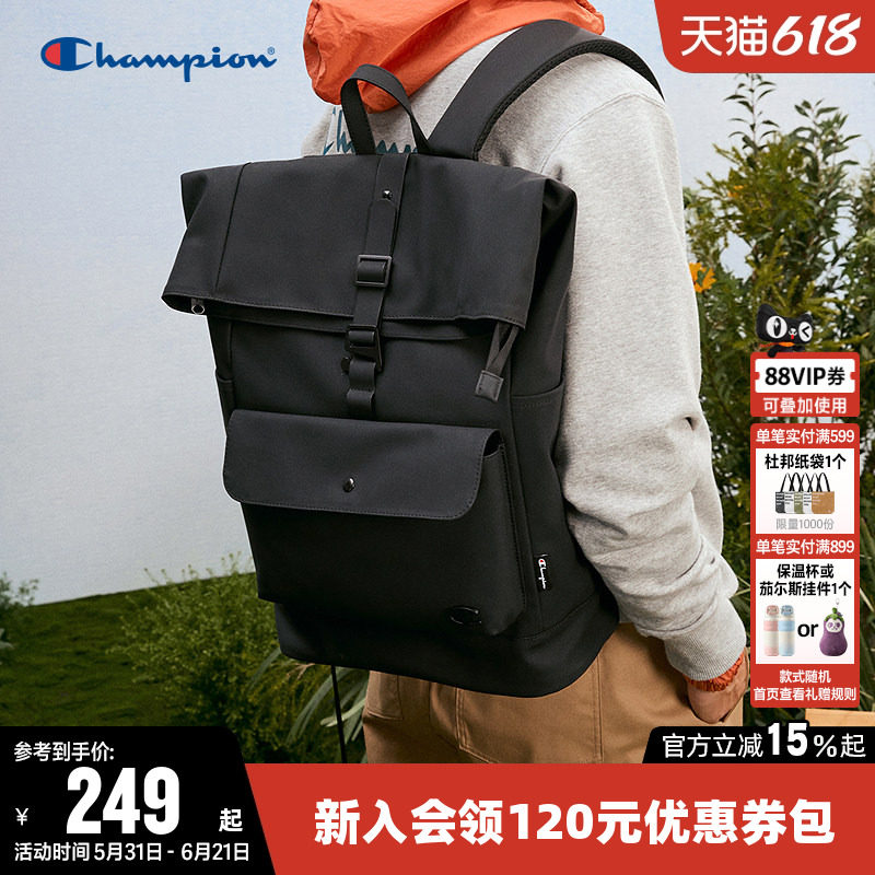 Champion冠军双肩背包女大容量旅游出游包男户外运动PU商务休闲包