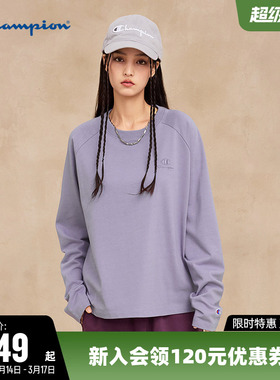 Champion冠军T恤女26春季新款纯棉插肩袖休闲圆领宽松长袖上衣潮