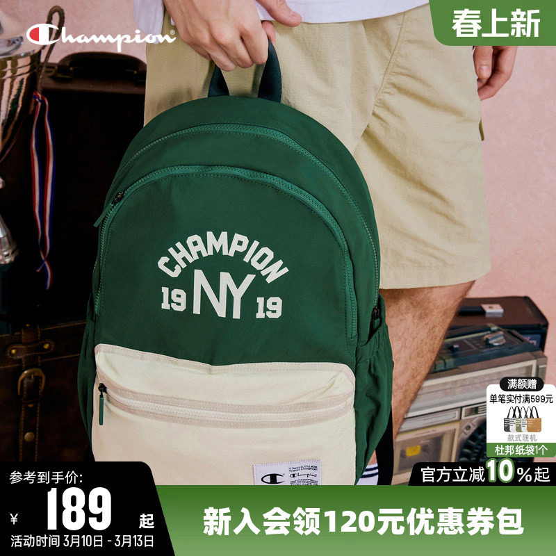 Champion冠军新款双肩背包女校园风经典书包男大容量电脑包运动包