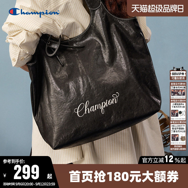 Champion冠军单肩背包2026秋女大容量时尚通勤托特包旅行休闲挎包