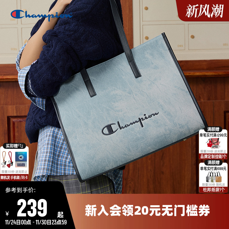 Champion冠军单肩背包2025秋冬新款男女情侣手提包简约时尚托特包