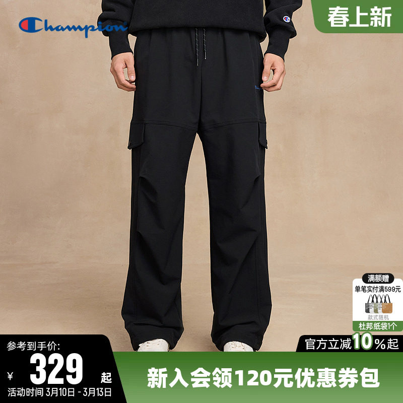 Champion冠军工装裤女25秋季新款直筒梭织裤休闲长裤抽绳宽松裤子