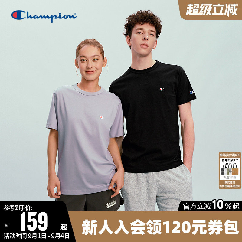 Champion冠军情侣圆领短袖T恤图片