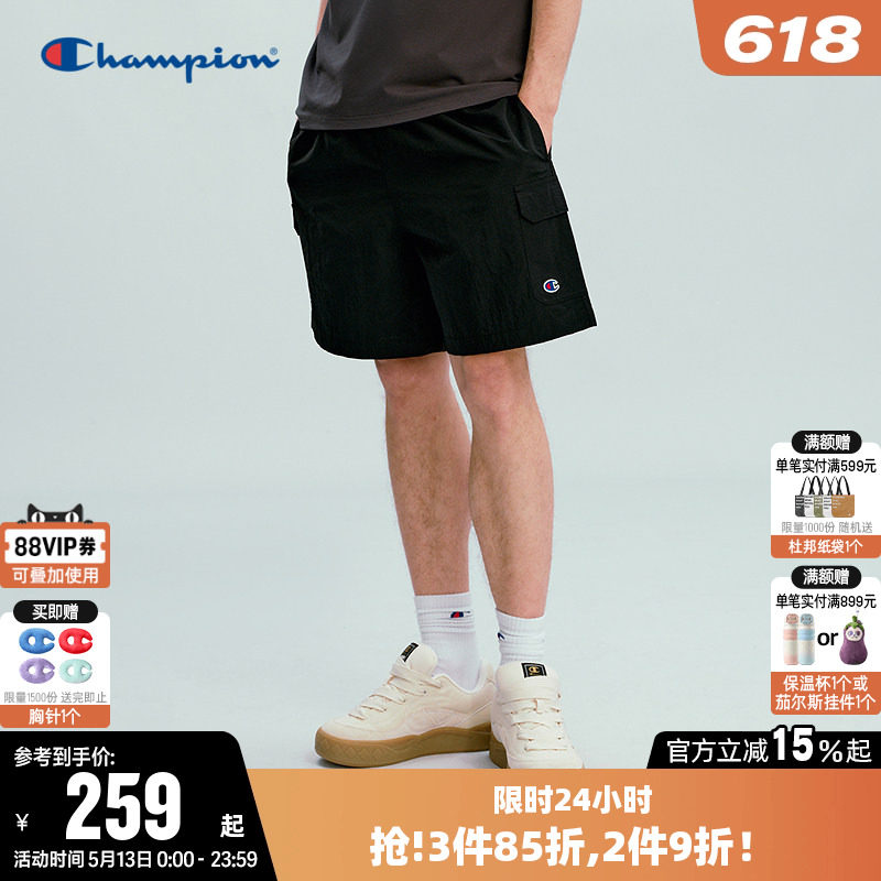 Champion冠军短裤男2026夏季新款工装风梭织五分裤休闲宽松裤子潮
