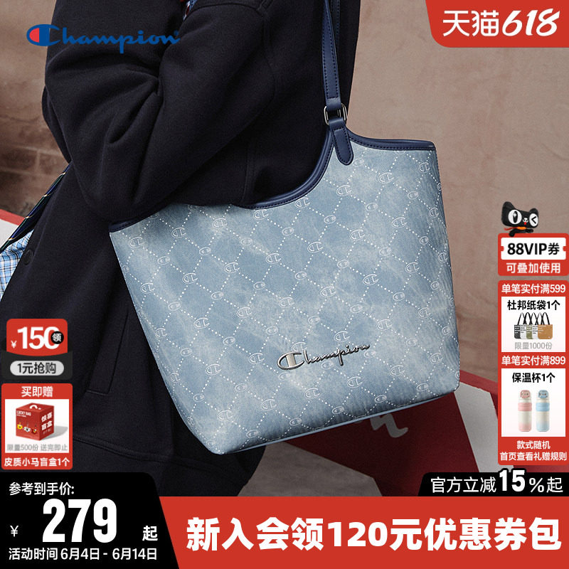 Champion冠军单肩背包2026夏季女手提满印休闲挎包通勤旅游托特包