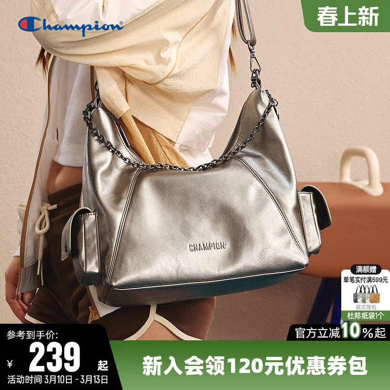 Champion冠军新款单肩包女男情侣斜挎机车包休闲时尚复古潮流