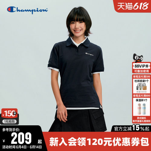 Champion冠军休闲短袖POLOT恤女