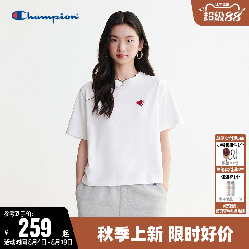 Champion冠军圆领宽松短袖T恤女