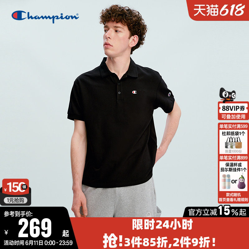 Champion冠军T恤女2026夏季新款情侣休闲宽松POLO衫短袖上衣男潮