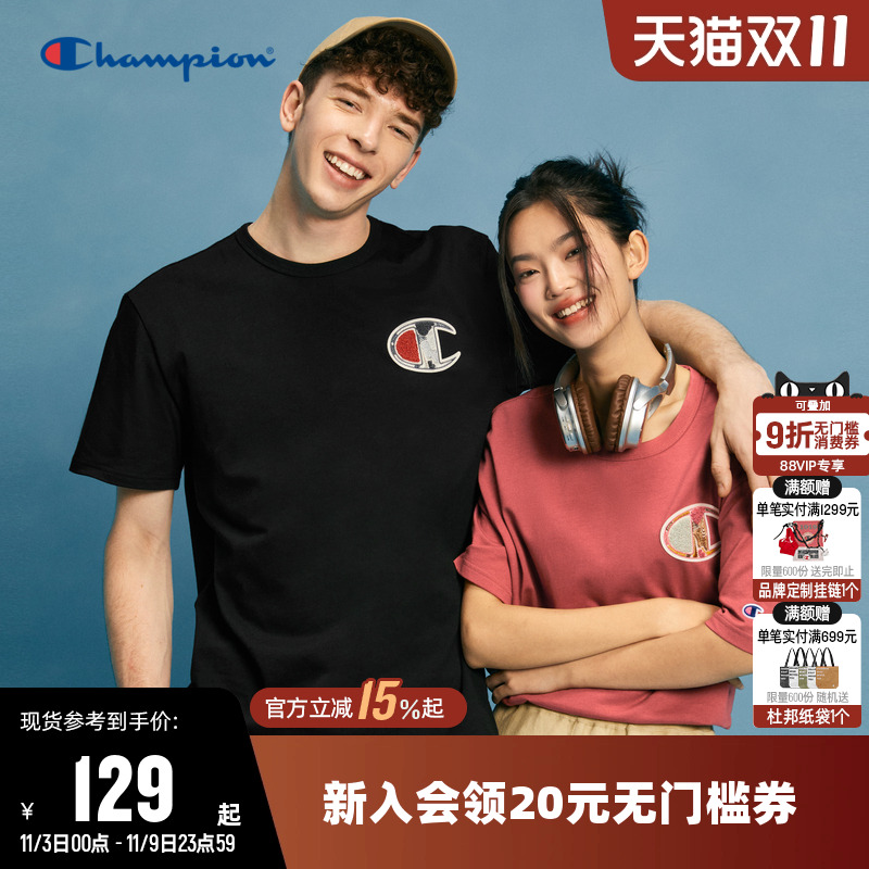 圆领champion冠军情侣款短袖T恤