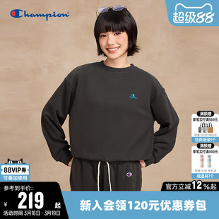 Champion冠军卫衣女2026春季新款纯色休闲简约logo打底圆领上衣潮