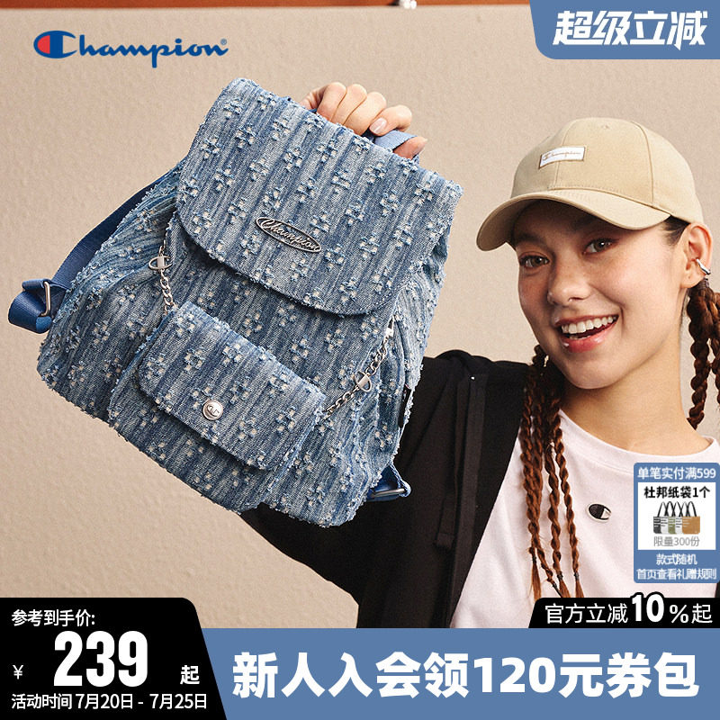 Champion冠军双肩包女男情侣时尚墩墩子母包潮流mini小型背包蓝
