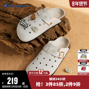 Champion冠军拖鞋女洞洞勃肯鞋情侣休闲外穿男情侣款经典包头凉鞋