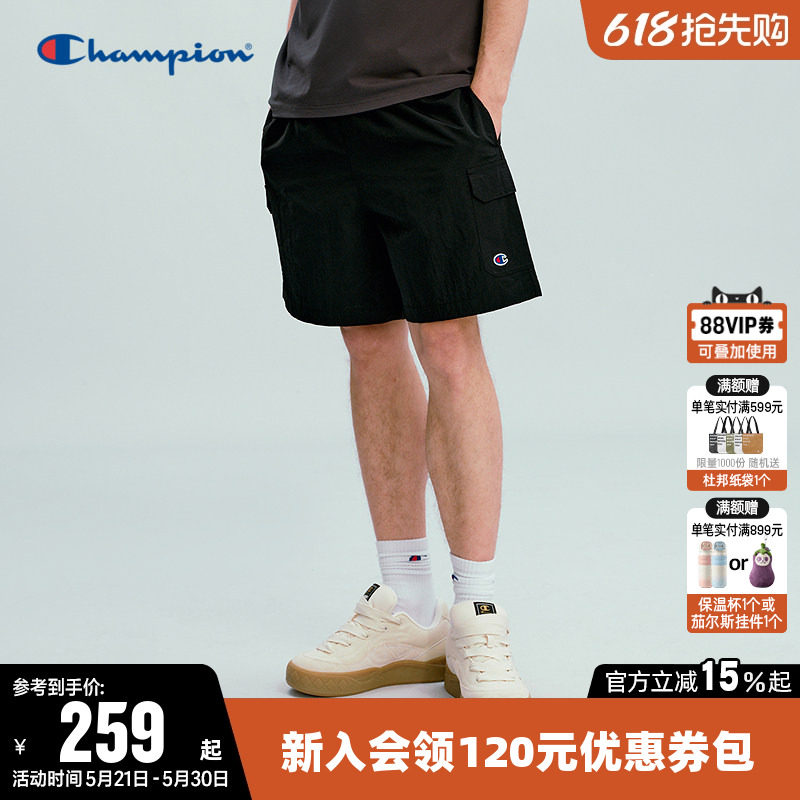 Champion冠军短裤男2026夏季新款工装风梭织五分裤休闲宽松裤子潮