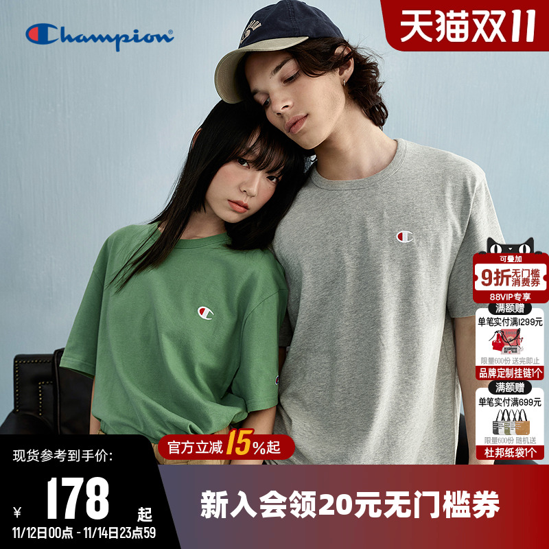 Champion冠军纯棉短袖T恤情侣