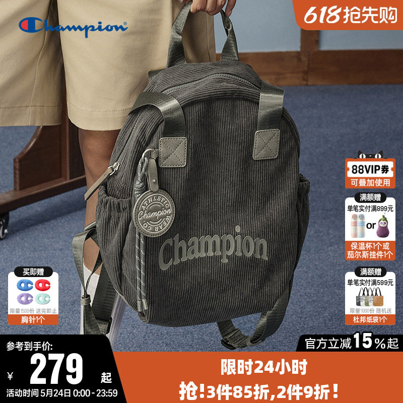Champion冠军单肩包2026夏男女时尚灯芯绒手提双肩背包运动休闲潮