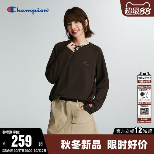 Champion冠军纯棉圆领长袖T恤女