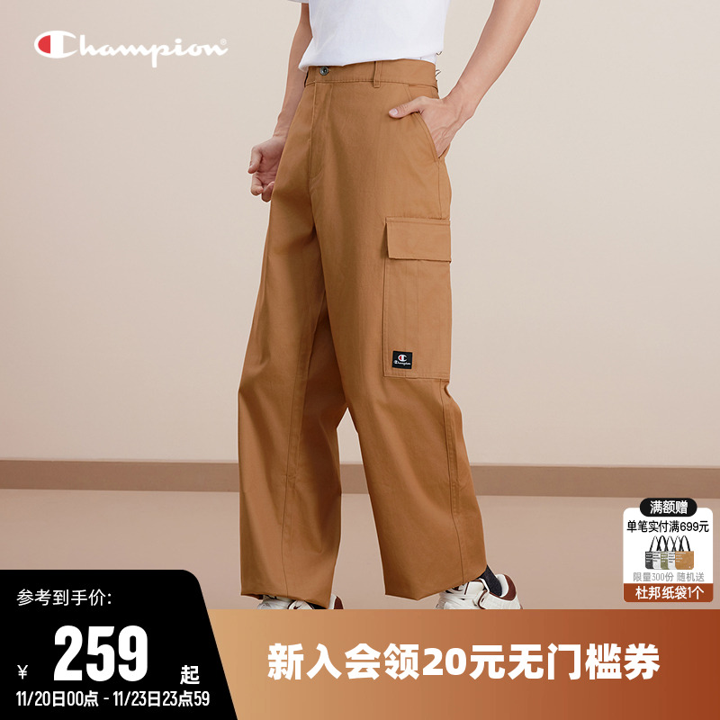 Champion冠军工装裤男2025秋季新款纯棉直筒长裤多口袋休闲裤子女