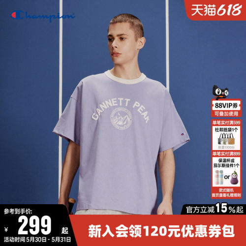 拼色短袖T恤Champion冠军情侣