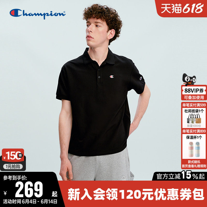 Champion冠军T恤女2026夏季新款情侣休闲宽松POLO衫短袖上衣男潮