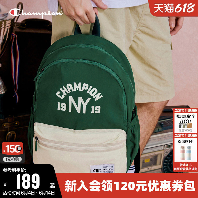 Champion冠军新款双肩背包女校园风经典书包男大容量电脑包运动包